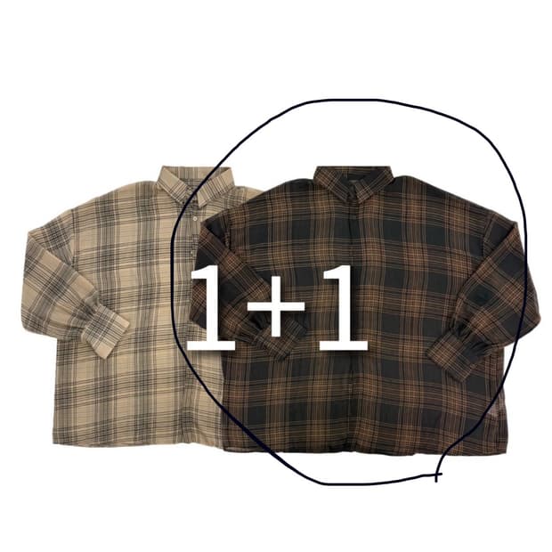 (unisex) 쉬폰 에어리 오버 체크셔츠 판매합니다 ( 새제품 )