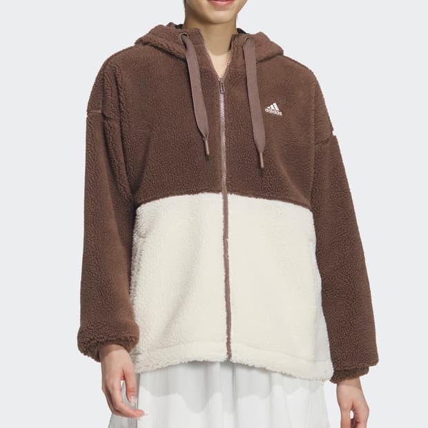 아디다스 보아 루즈핏 풀집업 후드 자켓 브라운 M