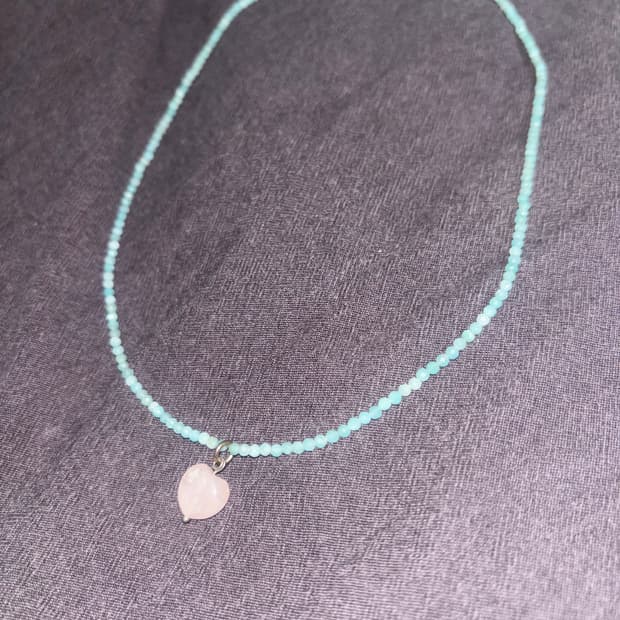 로즈쿼츠 원석 하트 팬던트 목걸이