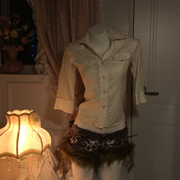 *하자 확인 후 재업 예정* 핀터 페어리 트위드 아이보리 셔츠