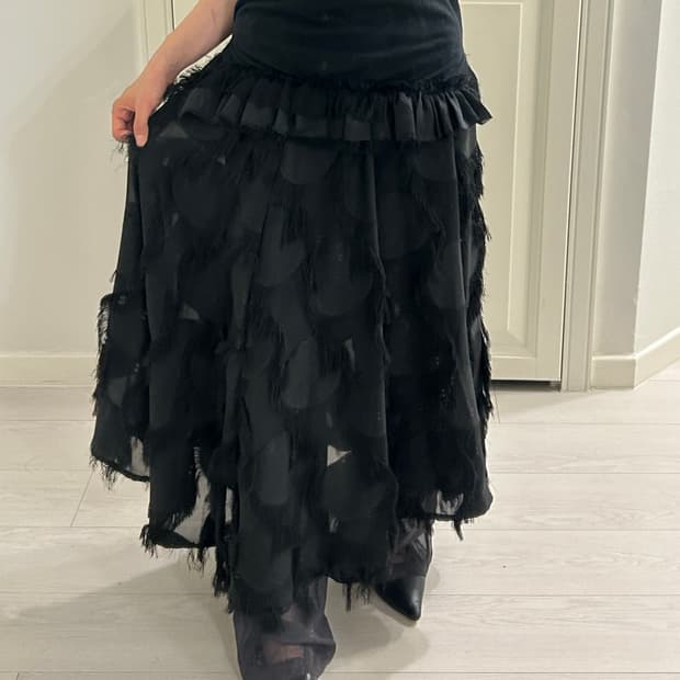 Dot And Fringe Long Skirt / 빈티지 롱 스커트