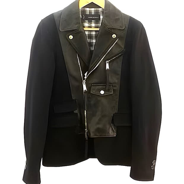 Dsquared2 카프스킨 레더 도킹 울 자켓🤟🏻