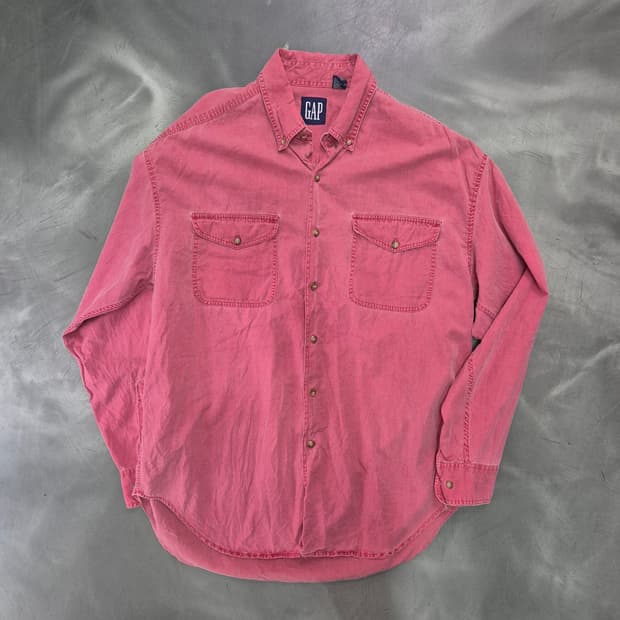 90's Old GAP 페이딩 레드 워크셔츠