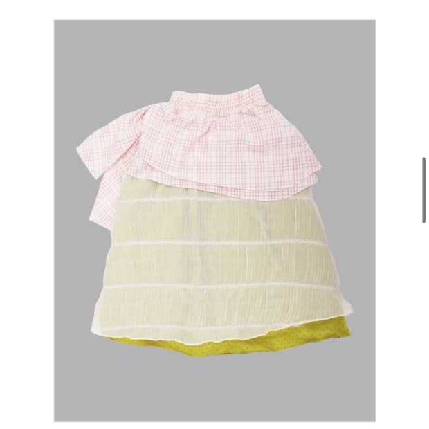 더뮤지엄비지터 도트 레이어드 밴딩 스커트 핑크