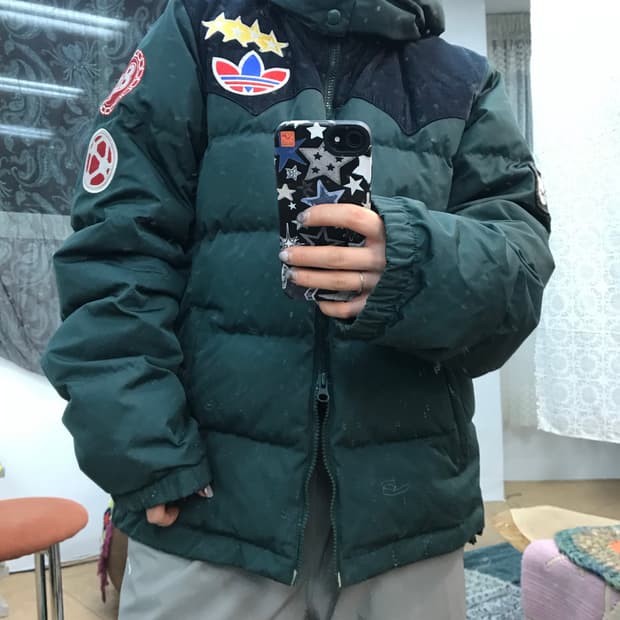 아디다스 뱃지 유로파 패치 덕다운 다운점퍼 