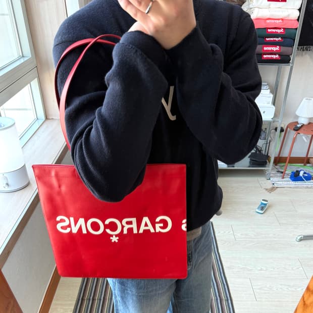 꼼데가르송 레더 쇼퍼백 숄더백