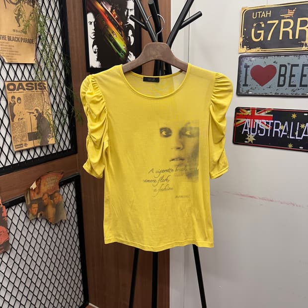 Mustard Reprint Sheer Top 