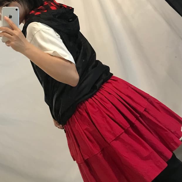 Red  Pleats skirt