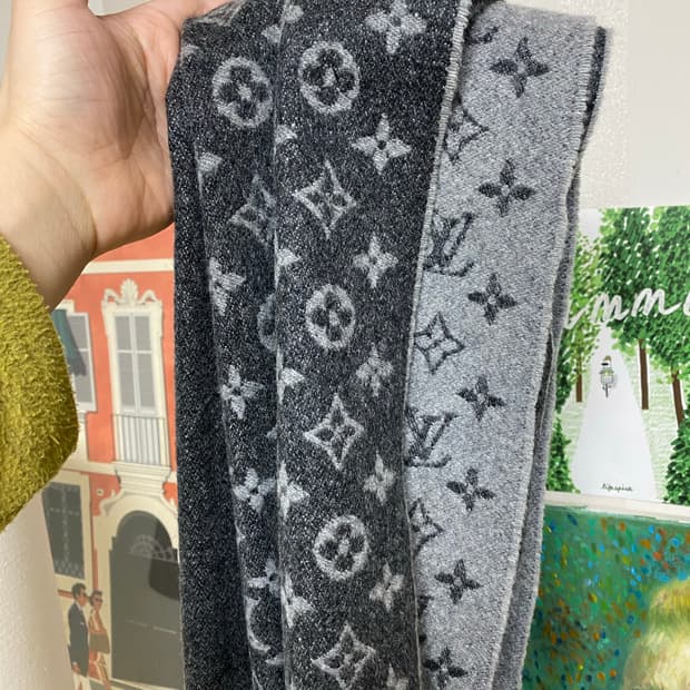 루이비통 모노그램 머플러 목도리 리버시블 그레이