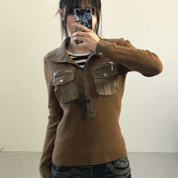 Jpn Brown Wool Knit Shirts