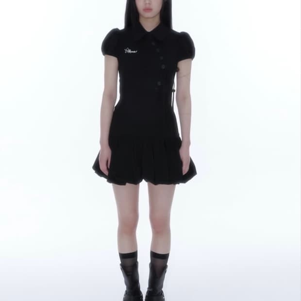 [급처] 카시코 퍼프 드레스 미니 원피스 블랙 