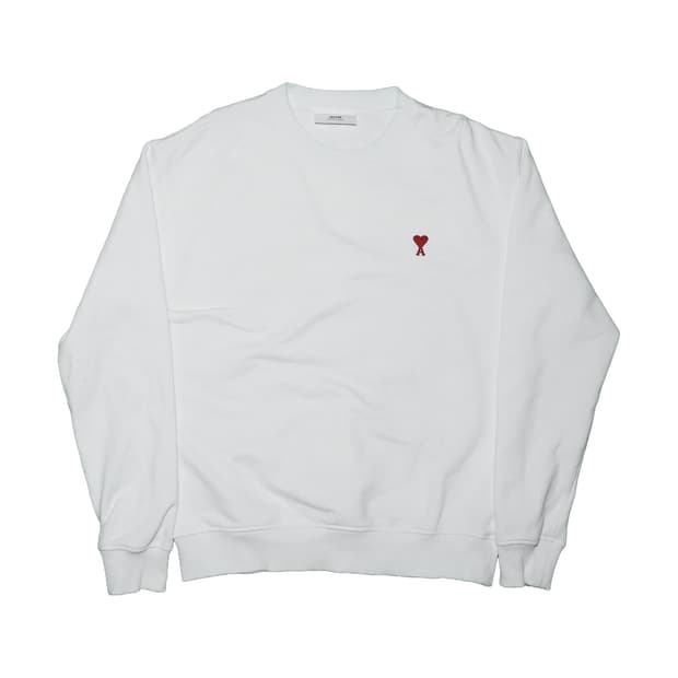 [정품]아미 스몰 하트 자수 화이트 맨투맨 L