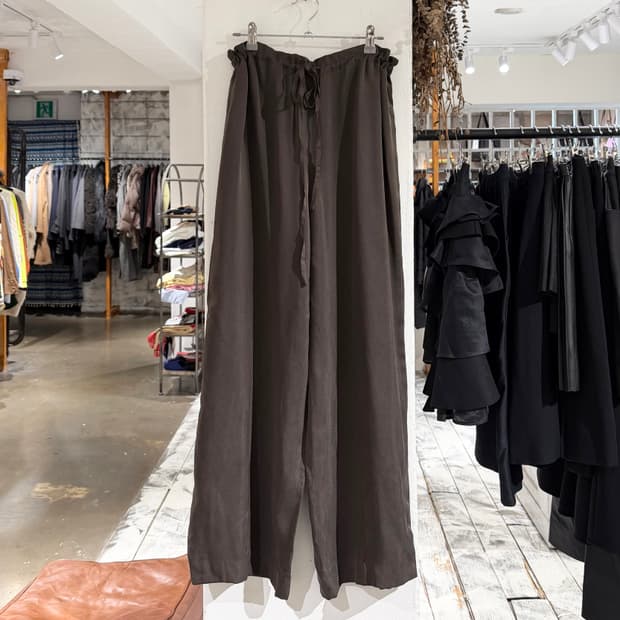 구찌 브라운 실크 와이드 팬츠