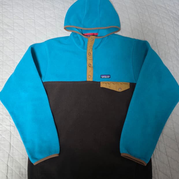 [M/M] 빈티지 파타고니아 신칠라 플리스 스냅 풀오버 후드 블루/브라운