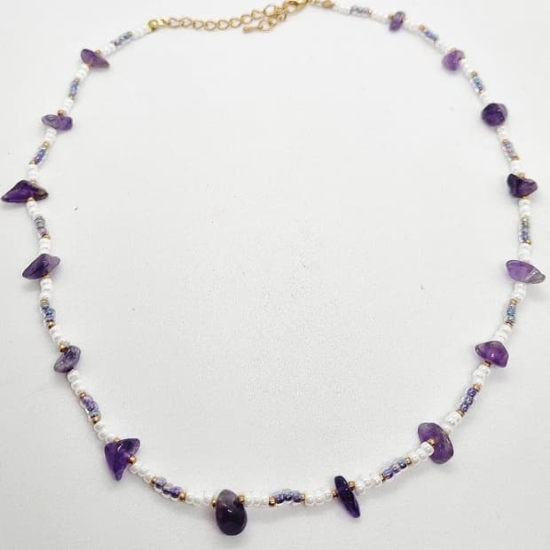 자수정 비즈 목걸이 핸드메이드 주얼리