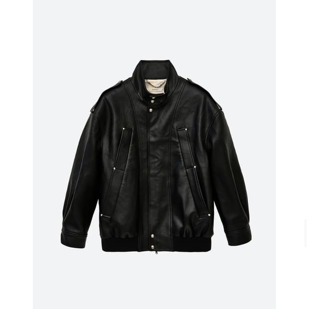 문선 4 pocket oversized 레더자켓 L