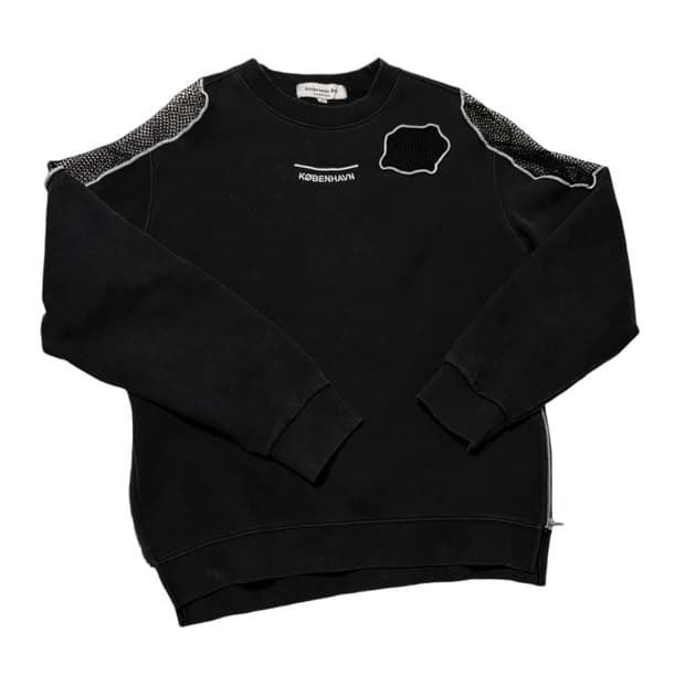 앤더슨벨 로제제 블랙 망사 밑 트윈 지퍼 커스텀 블랙 맨투맨