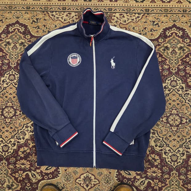 폴로 빅포니 usa 성조기 코튼집업 져지 L