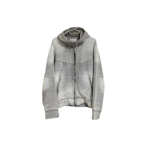 Gray washing 2way hood zip up