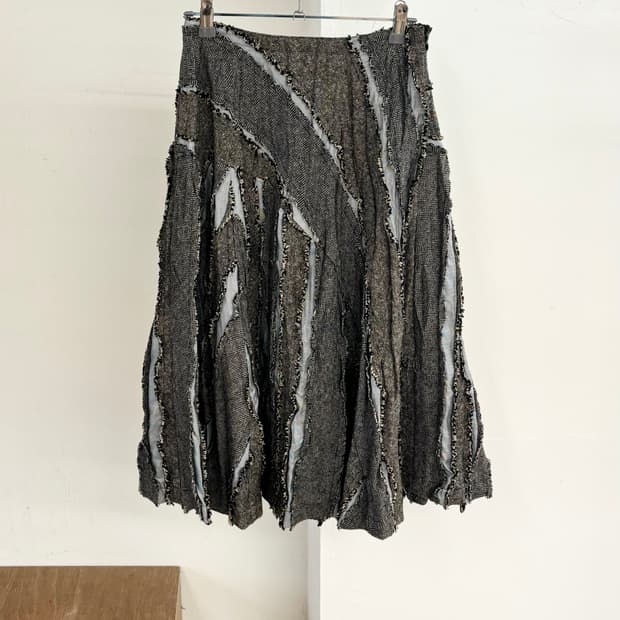 플라스 몽테피 프릴 빈티지 울 스커트