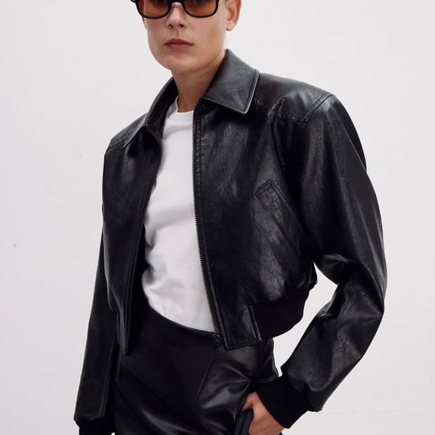 렉토 리온 레더 크롭 봄버 자켓