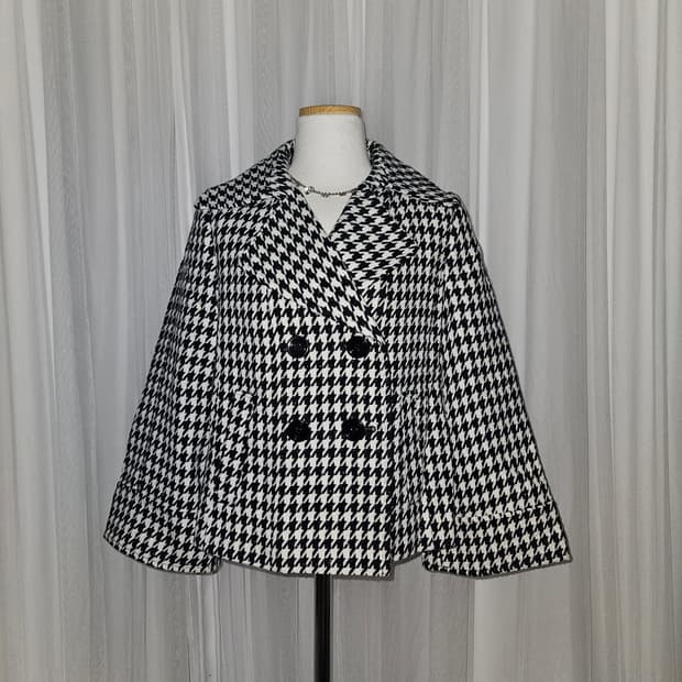 espritmur 빈티지 히메 하운드체크 패턴 숏코트