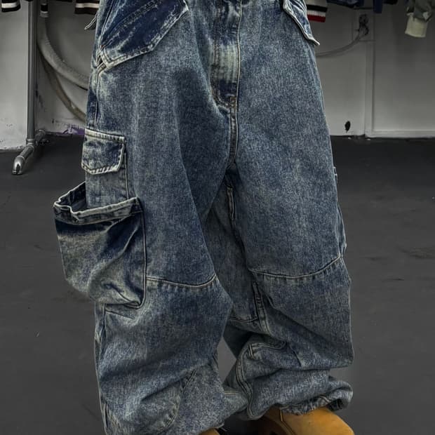 DNSR 멀티포켓 데님 카고팬츠