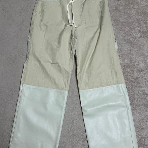 문선 팬츠 나일론x레더