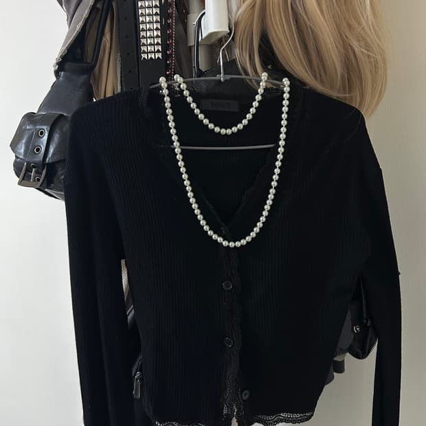 애즈온 블랙 레이스 가디건