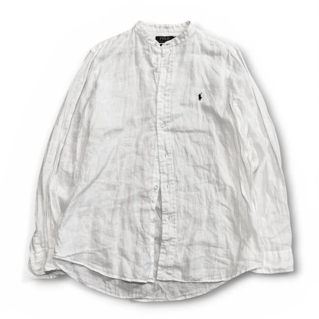 폴로 랄프로렌 화이트 린넨 헨리넥 셔츠
