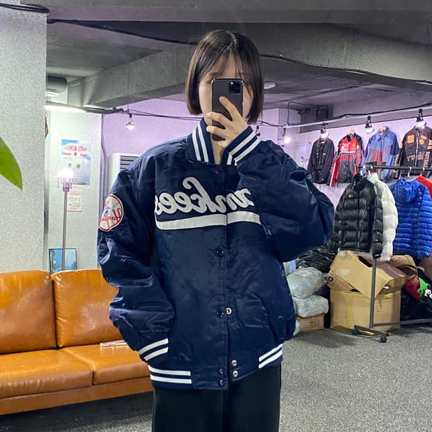 양키스 배스킷볼 네이비 바시티 자켓 b3388