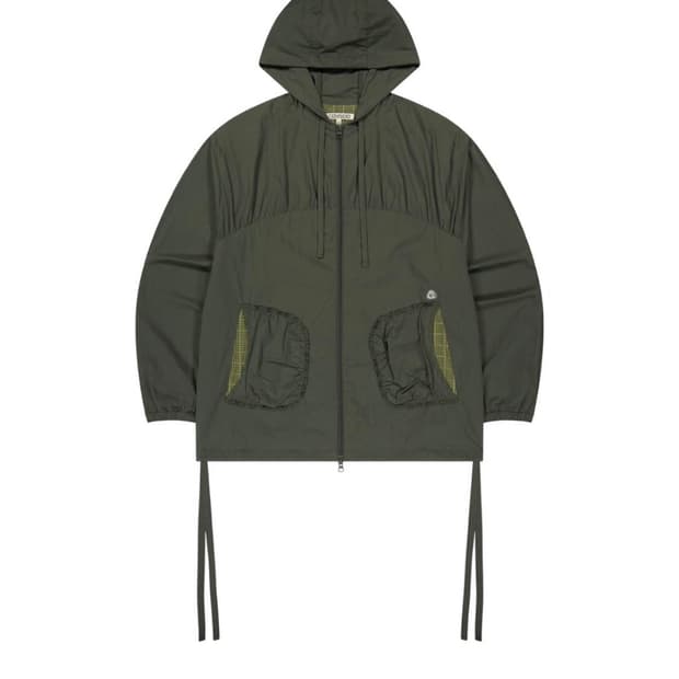 코이세이오 체크 링클스 윈드 브레이커 올리브