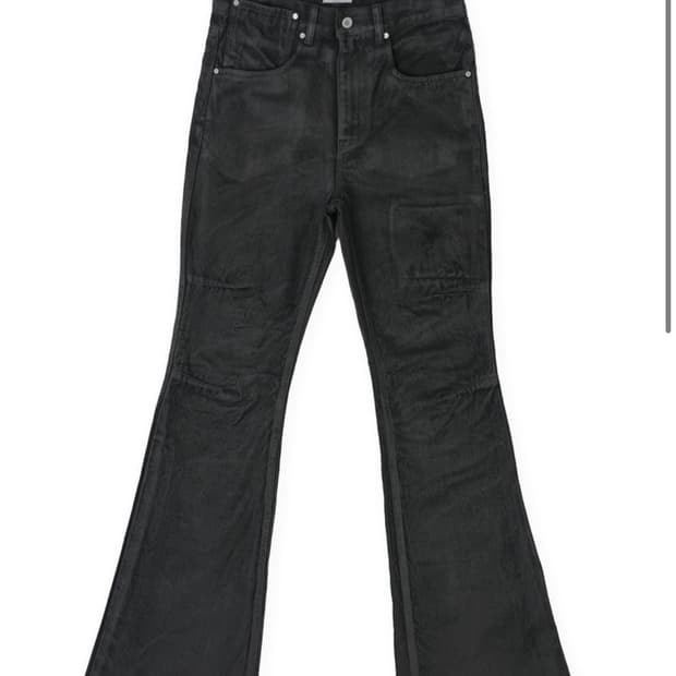 WAXED FLARE DENIM PANTS (BLACK)