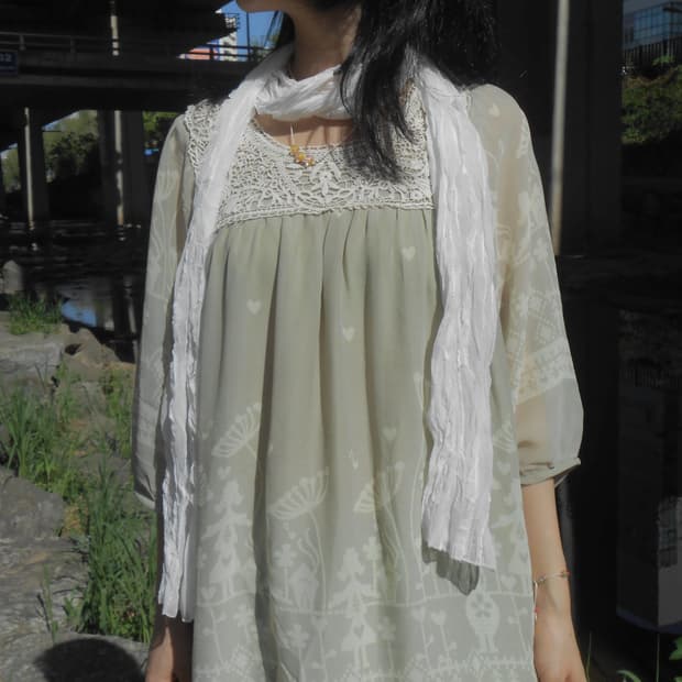 애쉬 그린 레이스 원피스