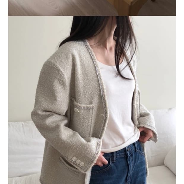 파운더스 오버핏 트위드 화이트