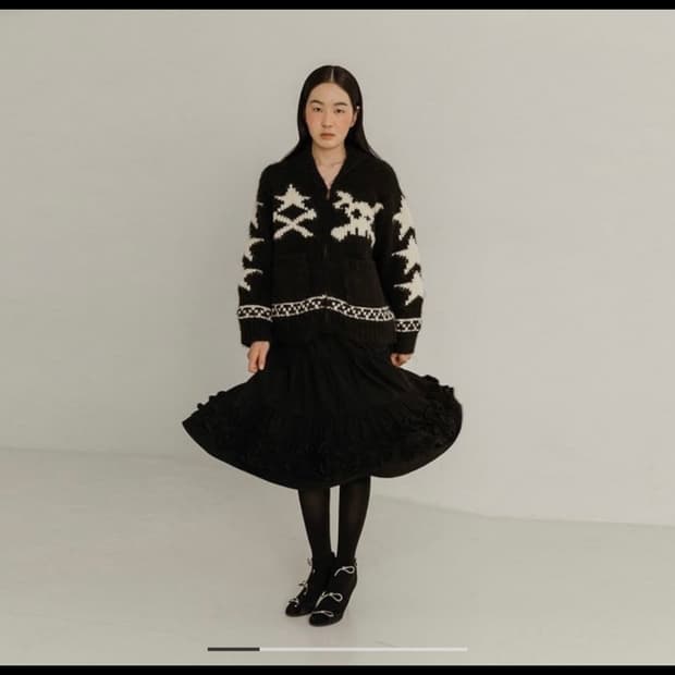 플리즈프로젝트 미들프릴스커트 블랙 / 구매가 89,000