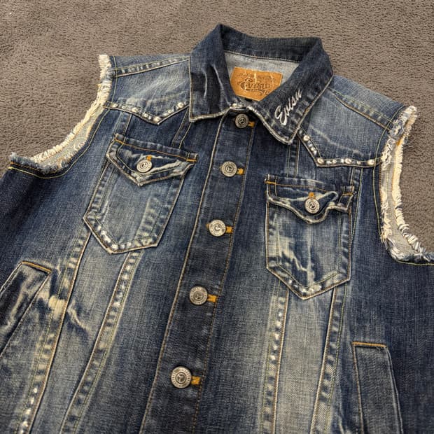 [정품/M] Evisu 에비수 빈티지 웨스턴 데님 조끼 베스트 자켓