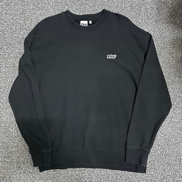 (L) 휠라 블랙 맨투맨 티셔츠 루즈핏