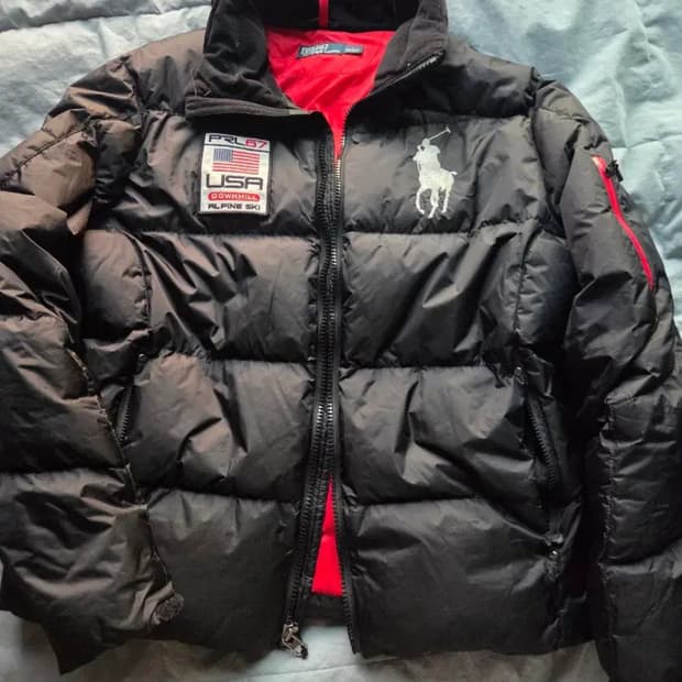 폴로 빅포니 성조기 패딩 블랙