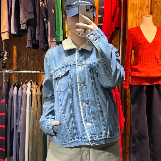 XL GAP 갭 연청 양털 쉐르파 데님 트러커 자켓