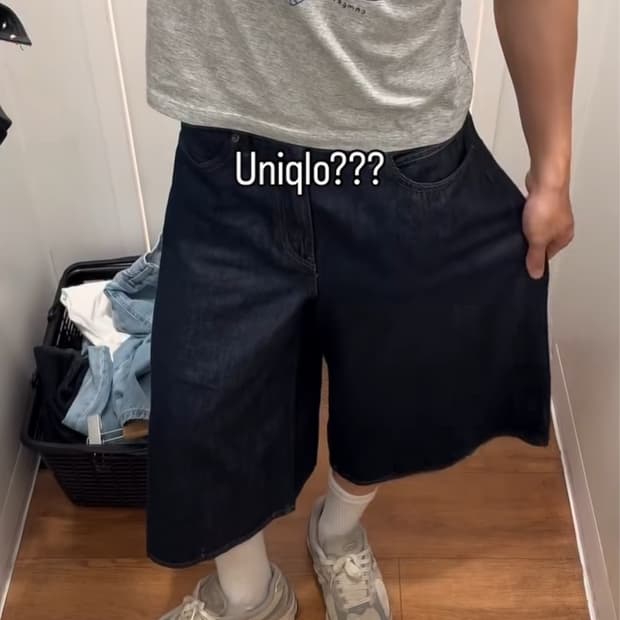 유니클로 데님 큐롯팬츠 69네이비 28