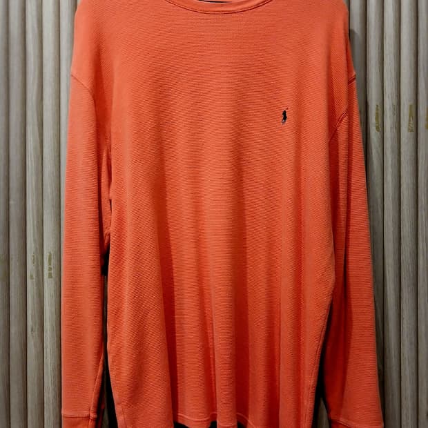 폴로 랄프로렌 오렌지 와플 긴팔티- 2XL