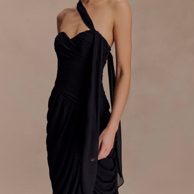 Meshki 시폰 블랙 드레스 