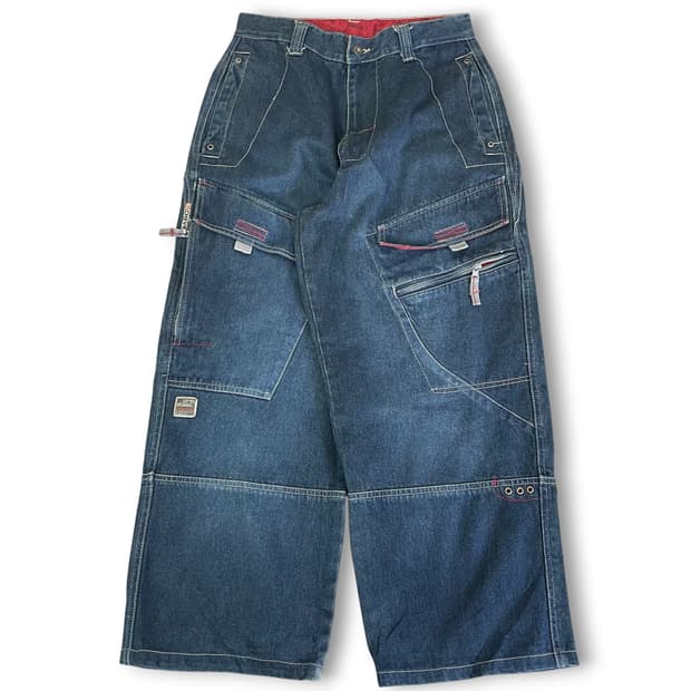 (30) 쉐브르 아메카지 진청 포켓 더블니 배기팬츠