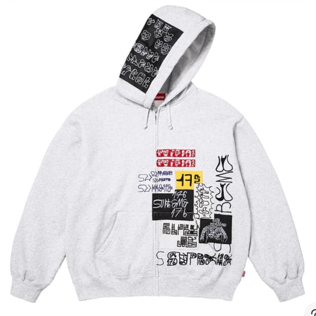슈프림 176 후드집업 그레이 L 