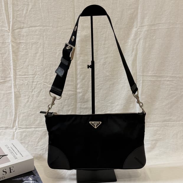 정품 프라다 블랙 포코노 나일론 숄더백 핸드백