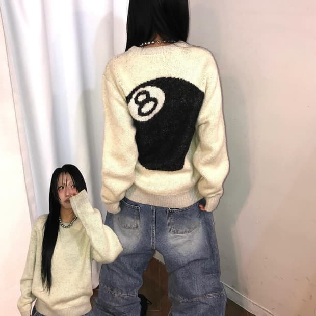 스투시 8볼 헤비 브러쉬드 모헤어 스웨터 - 크림 ( 레어 ) 