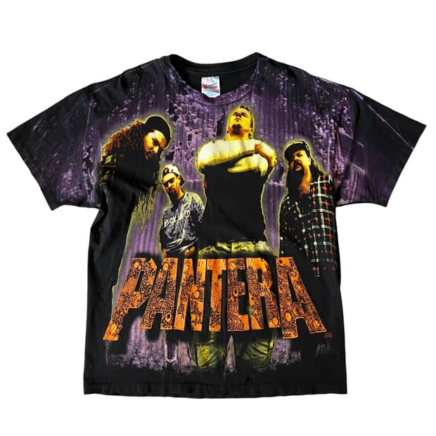 빈티지 90s Pantera 올오버프린트 티셔츠