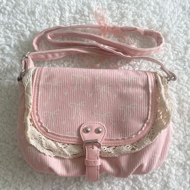 모리걸 빈티지 페어리 핑크 레이스 리본 크로스백 🎀💗🤍