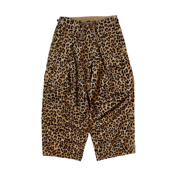 캐피탈 코튼 헤링본 레오파드 프린트 점보 카고 팬츠 브라운 2